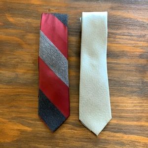 {Broletto}Gray Silk-burgundy&Gray StripedTies